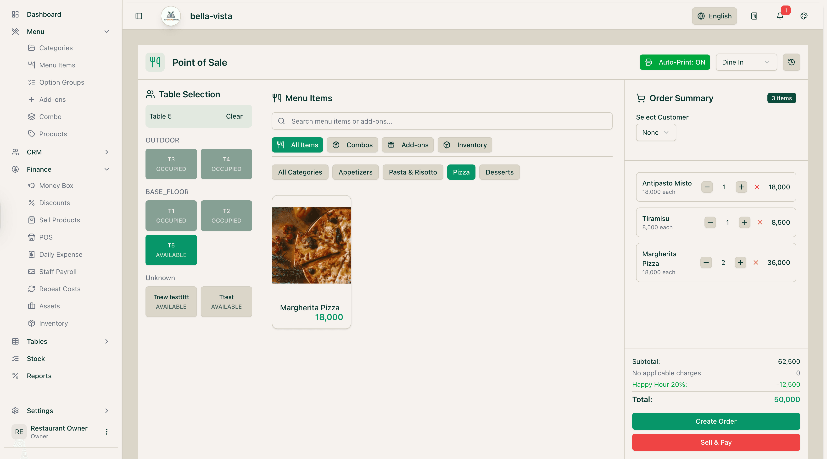MyOnlineMenu POS System - Complete restaurant management